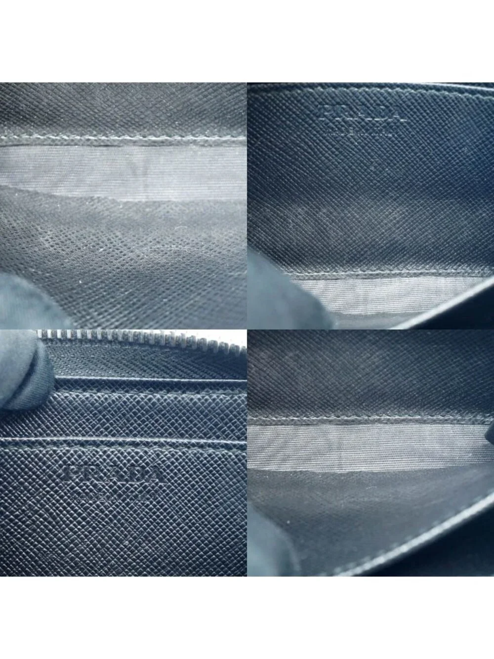 Prada Shoulder Card Slot Coin Purse Leather Coinverse Black Silver
